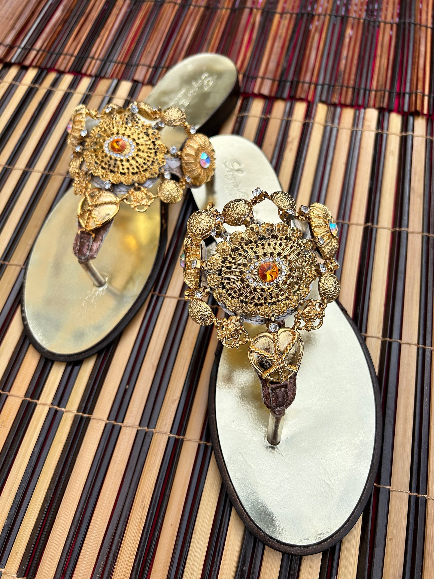 Amber Swarovski Jewelled Italian Sandals