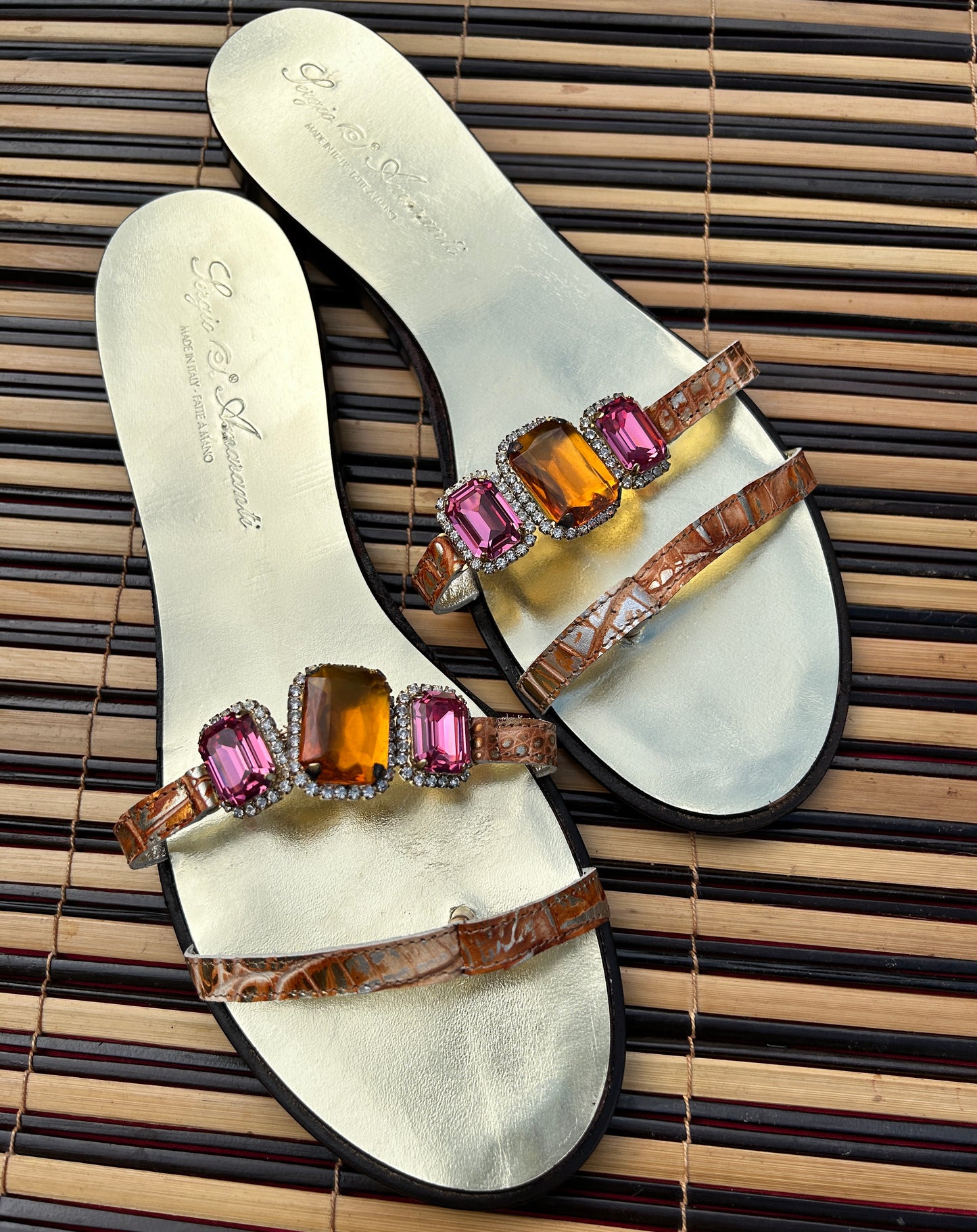 Orange Swarovski Jewelled Italian Sandals