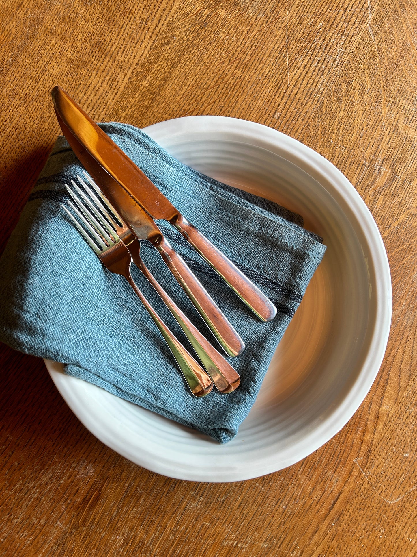 Light Blue Pre-washed French Country Linen Tea Towels from Charvet Editions