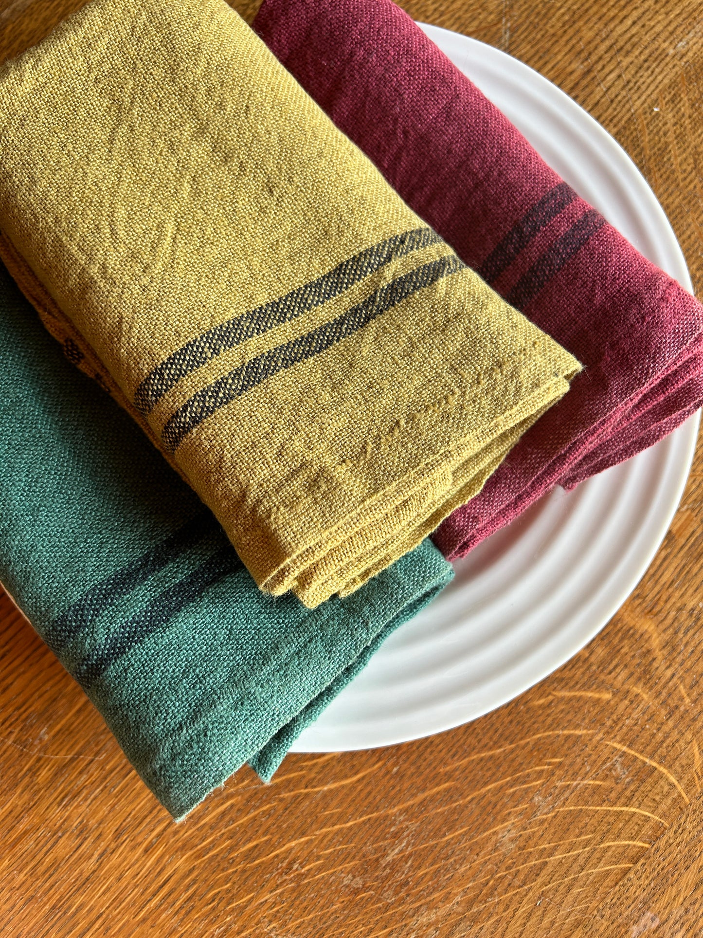 Vintage Gold Pre-Washed French Country Linen Tea Towels 74x52cm