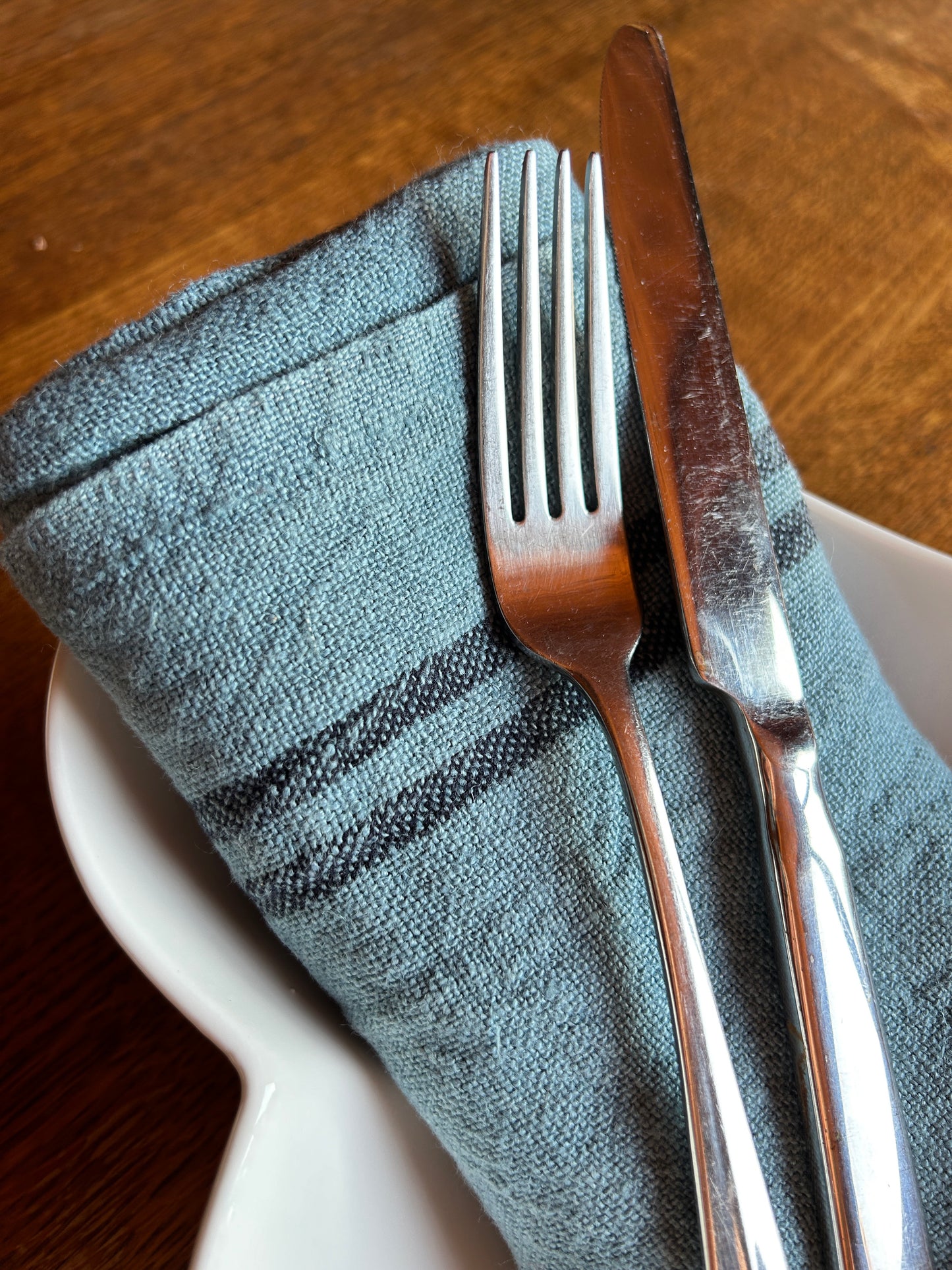 Light Blue Pre-washed French Country Linen Tea Towels from Charvet Editions