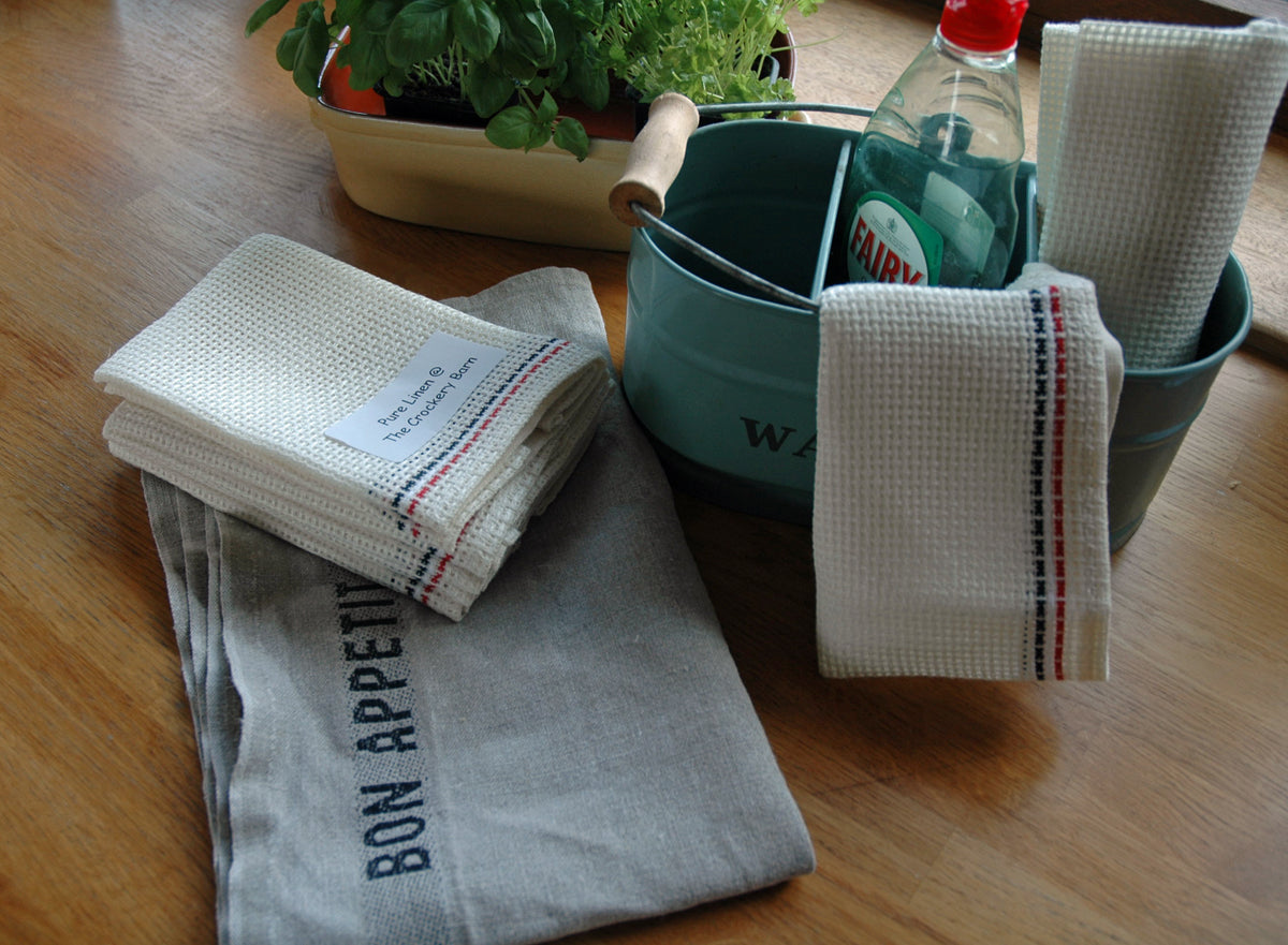 Pure Linen Dishcloths That Naturally Deter Bacteria 15x20ins The