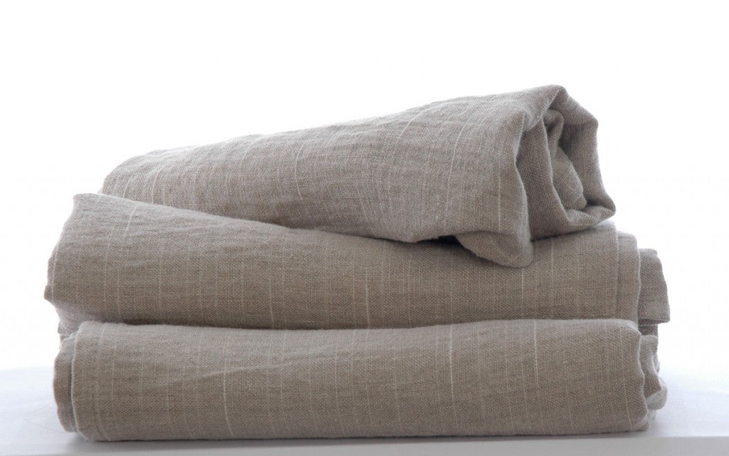 3 large Pure Linen Tea Towel in Plain Flax 80x50cm