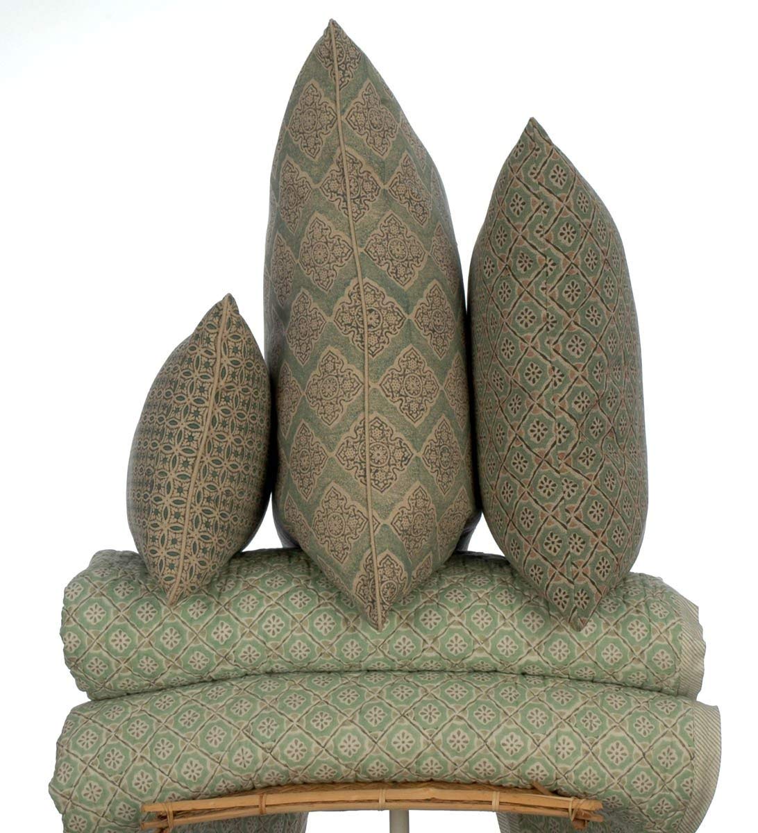 Potager Collection Cotton Cushion in Sea Green Tessera 50x50