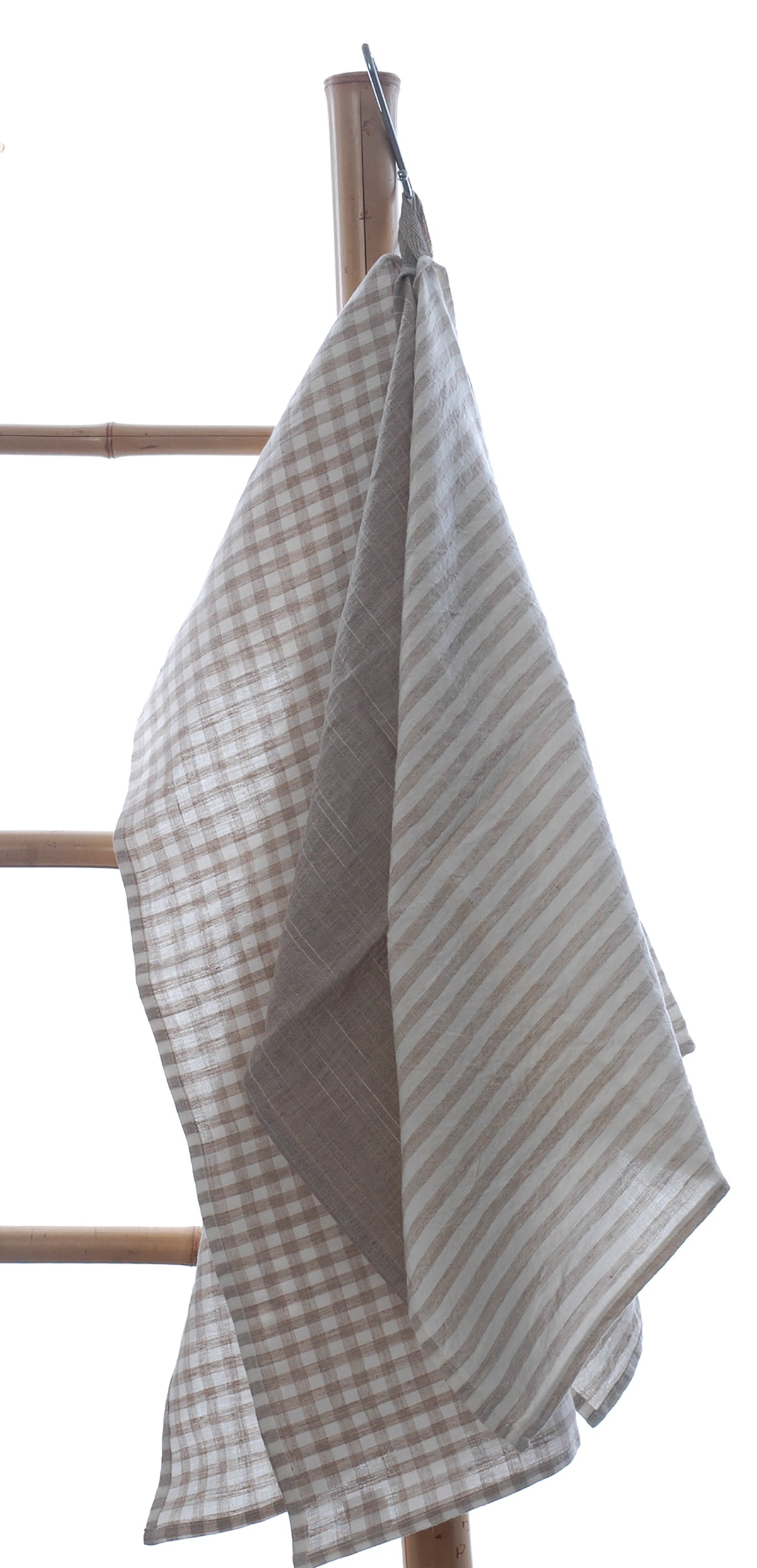 Set of 3 Neutral Flax linen Tea Towels  50x75cm