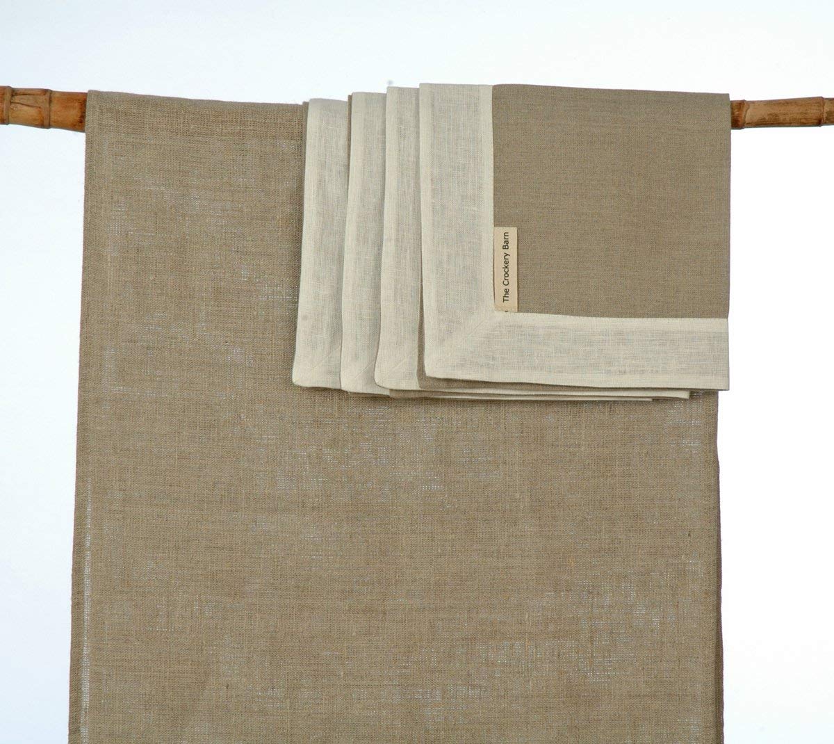 Natural Lithuanian Linen Table Runner with 4 Matching Napkins