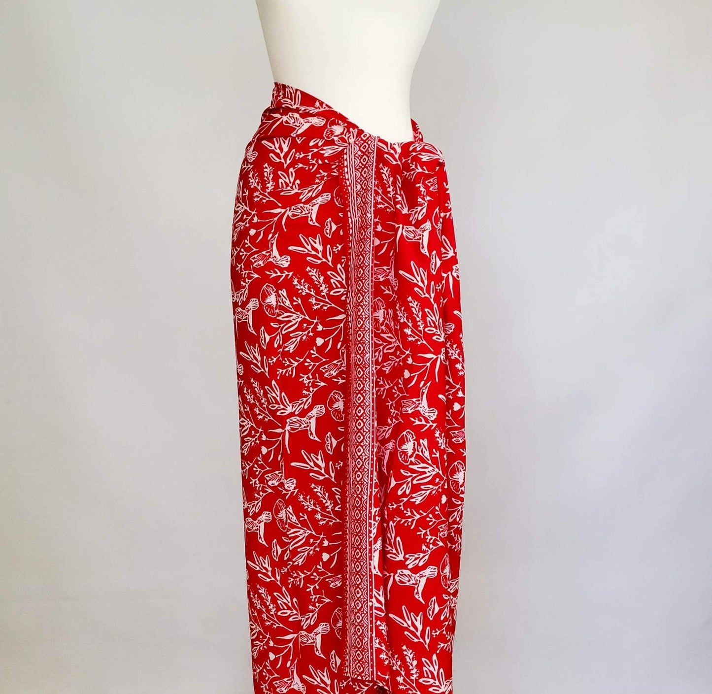 Hummingbird Red Batik Sarong