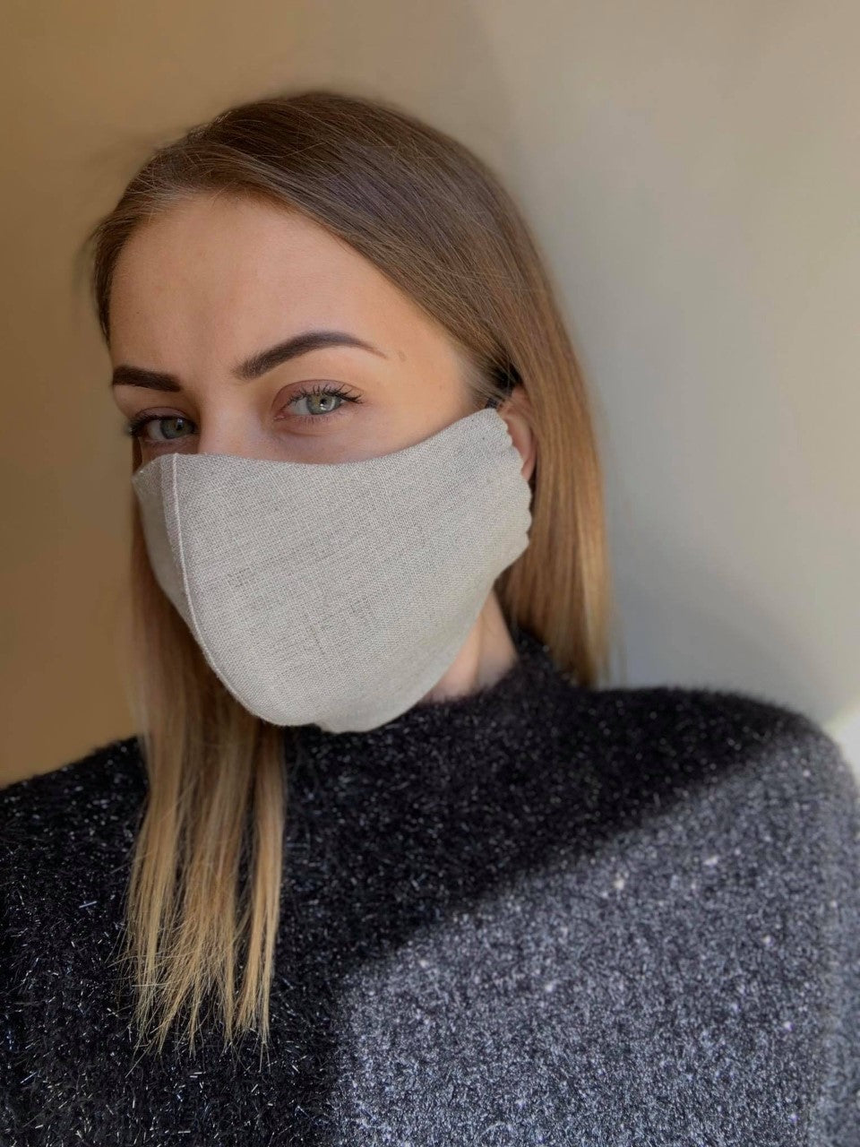 Pure Linen Adjustable Face Mask Made With 3 Layers of Linen