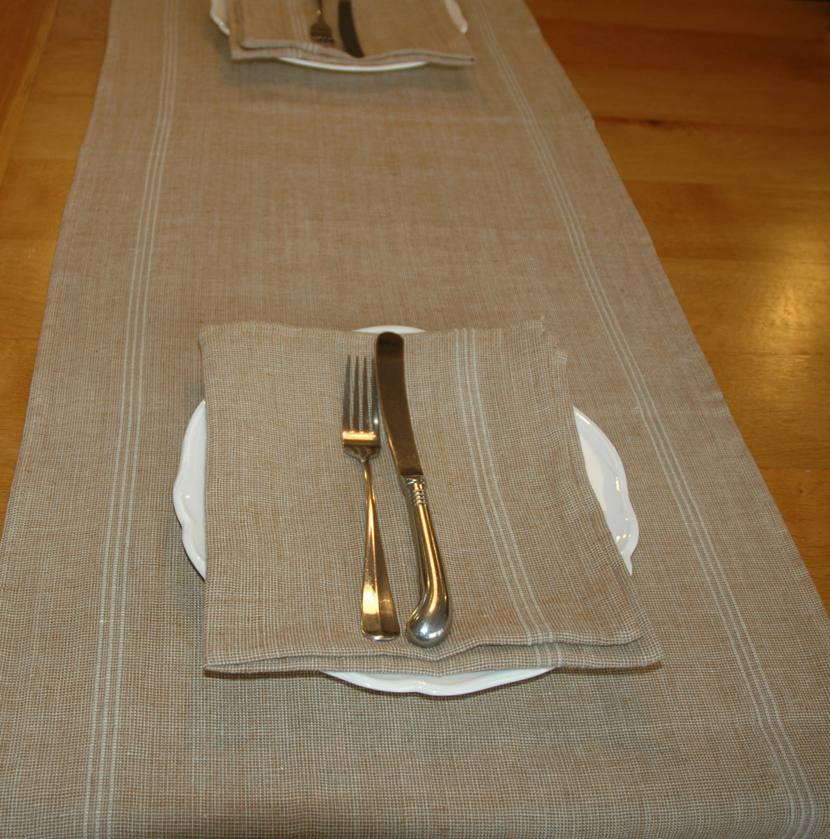 Biella Pure Linen Long Table Runners 50x145cm 3 Colour Choices