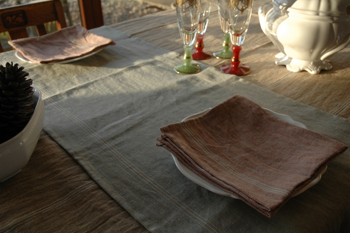 Exquisite Pure French Biella Linen Tablecloths in Mineral Green in 4 Sizes