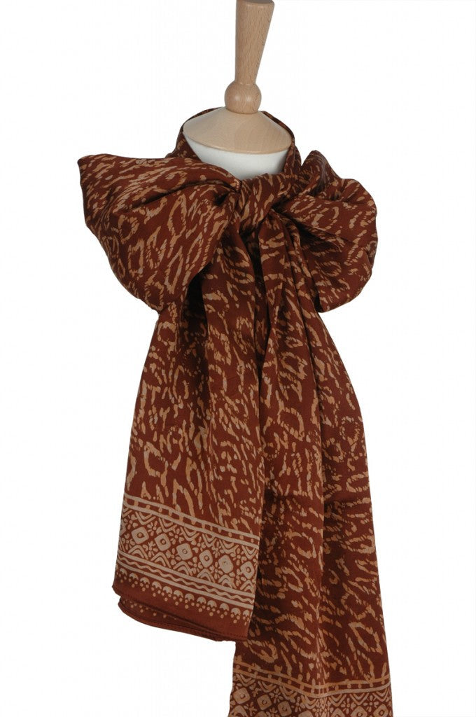 Silk Leopard Spots Short Sarongs/Scarves in Copper