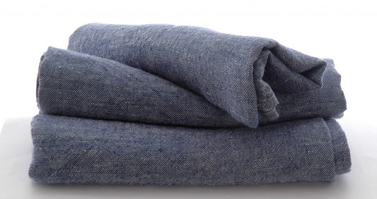 3 large Pure Linen Tea Towels in Denim Blue 80x50cm