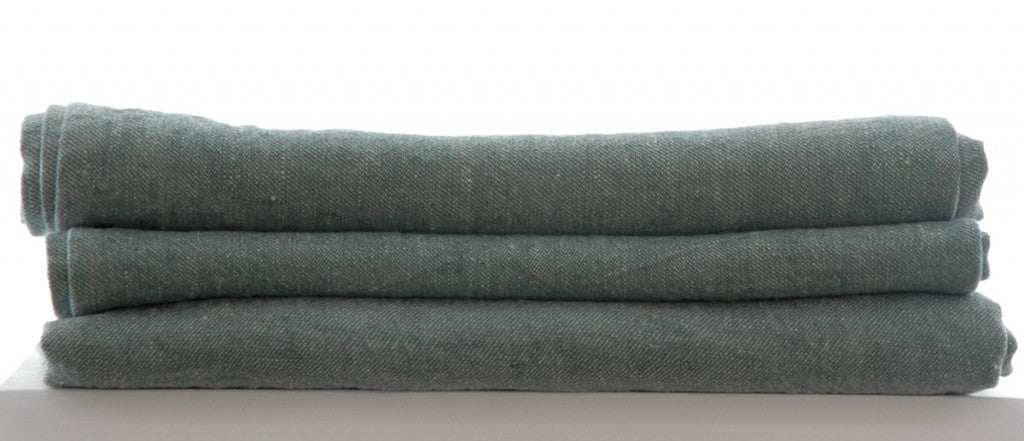 large Pure Linen Tea Towels in Denim Green 80x50cm
