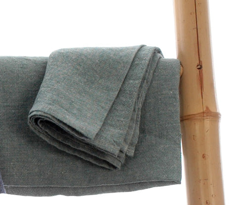 Denim green pure linen tea towel