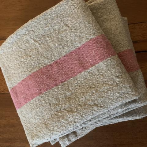 Natural Pre-Washed French Linen Tea Towel With Stripe Detail 44x75cm