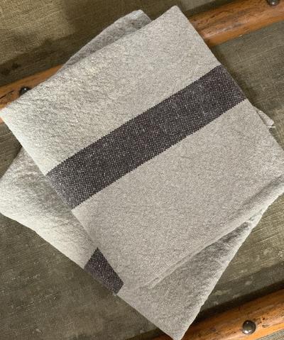 Pure Flax Linen Tea Towel With Stripe detail