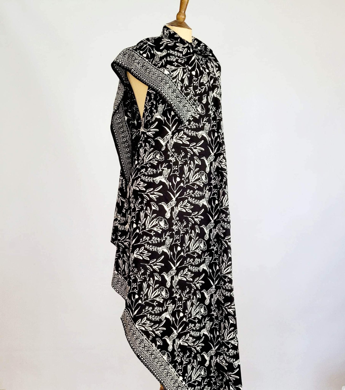 Hummingbird Black and White Batik Sarong