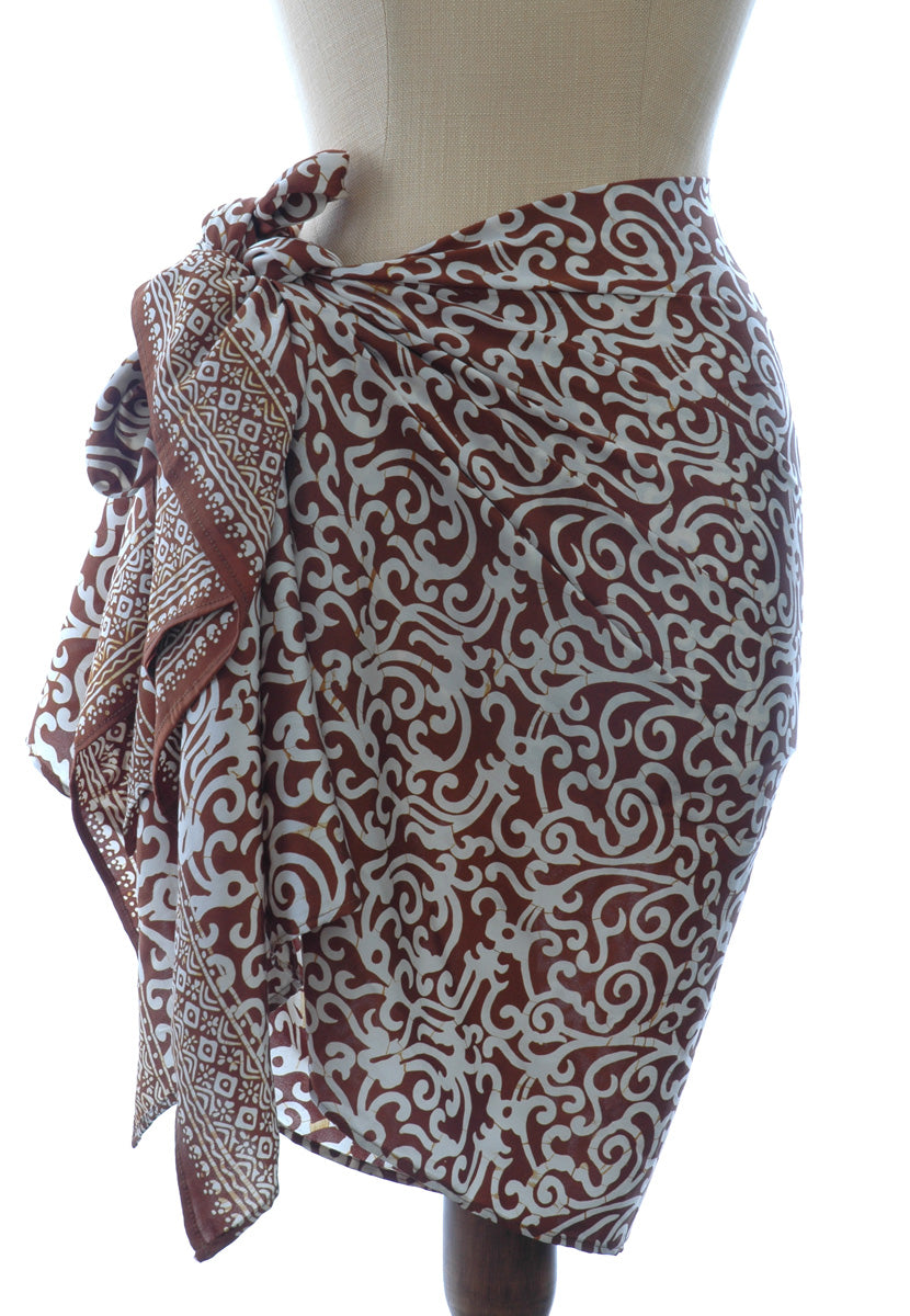 Pure Silk Chocolate Cream Java Batik Sarong/Wrap