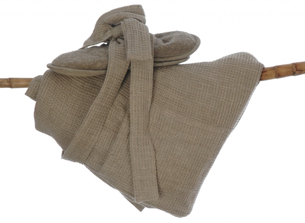 Quality Linen Waffle Bath Robe with 2 Pockets and Belt