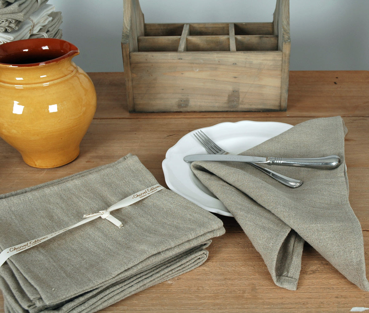 2 French Stonewashed Linen Napkins