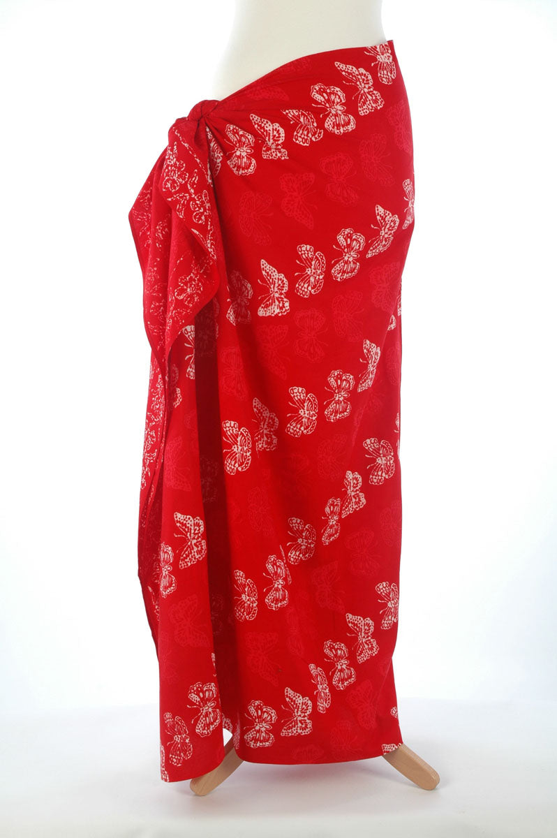 Bali Butterfly Red Batik Sarong 177x110cm