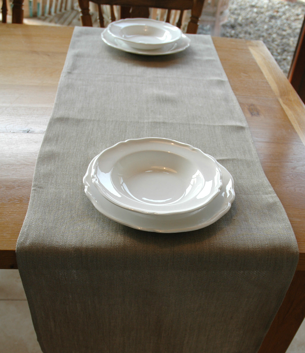 Natural Pure Linen Table Runner in Plain-Checked or Striped 50x150cm