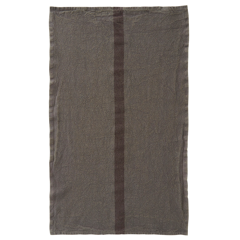 Pure Flax Linen Tea Towel With Stripe detail