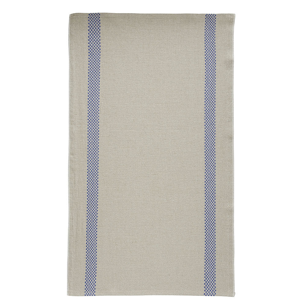 Linen Tea Towel with Checked Stripe Detail 75x44cm