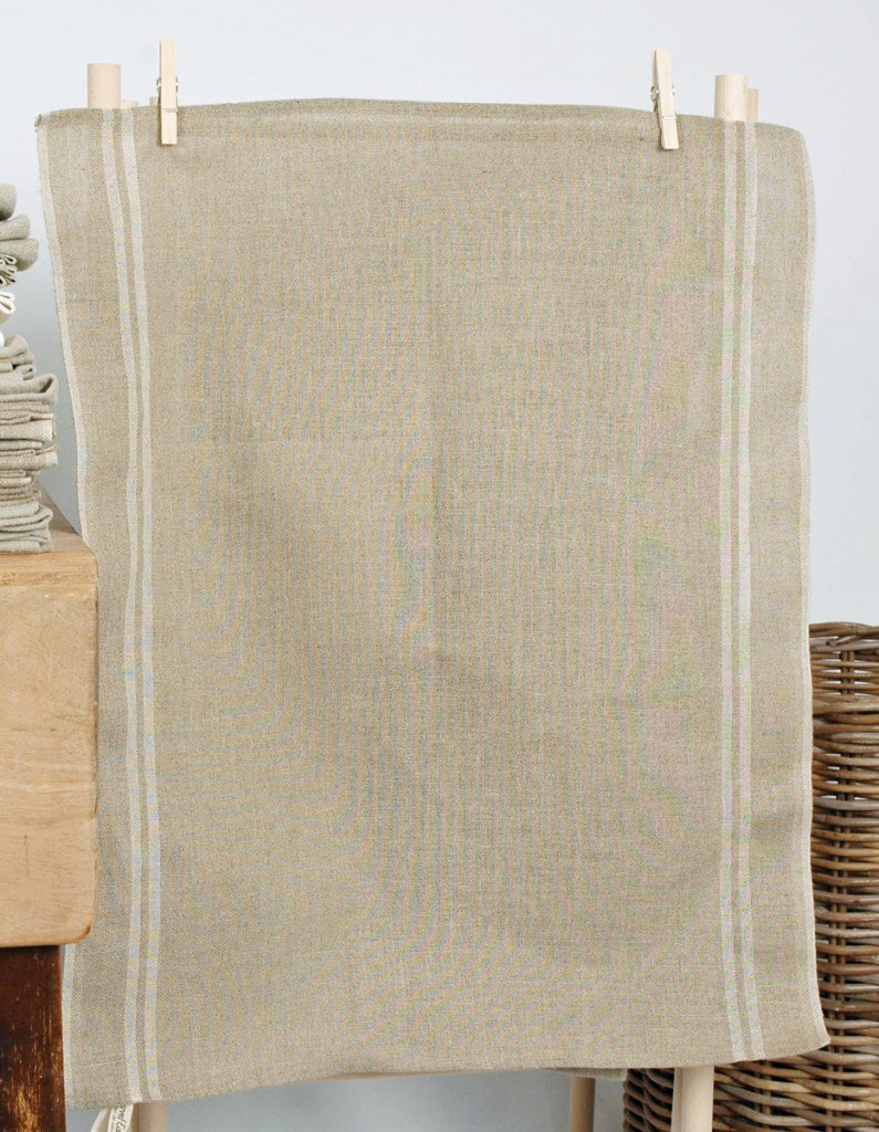 1 Heavyweight French Country Linen Tea Towels with Stripe Detail 72x50cm