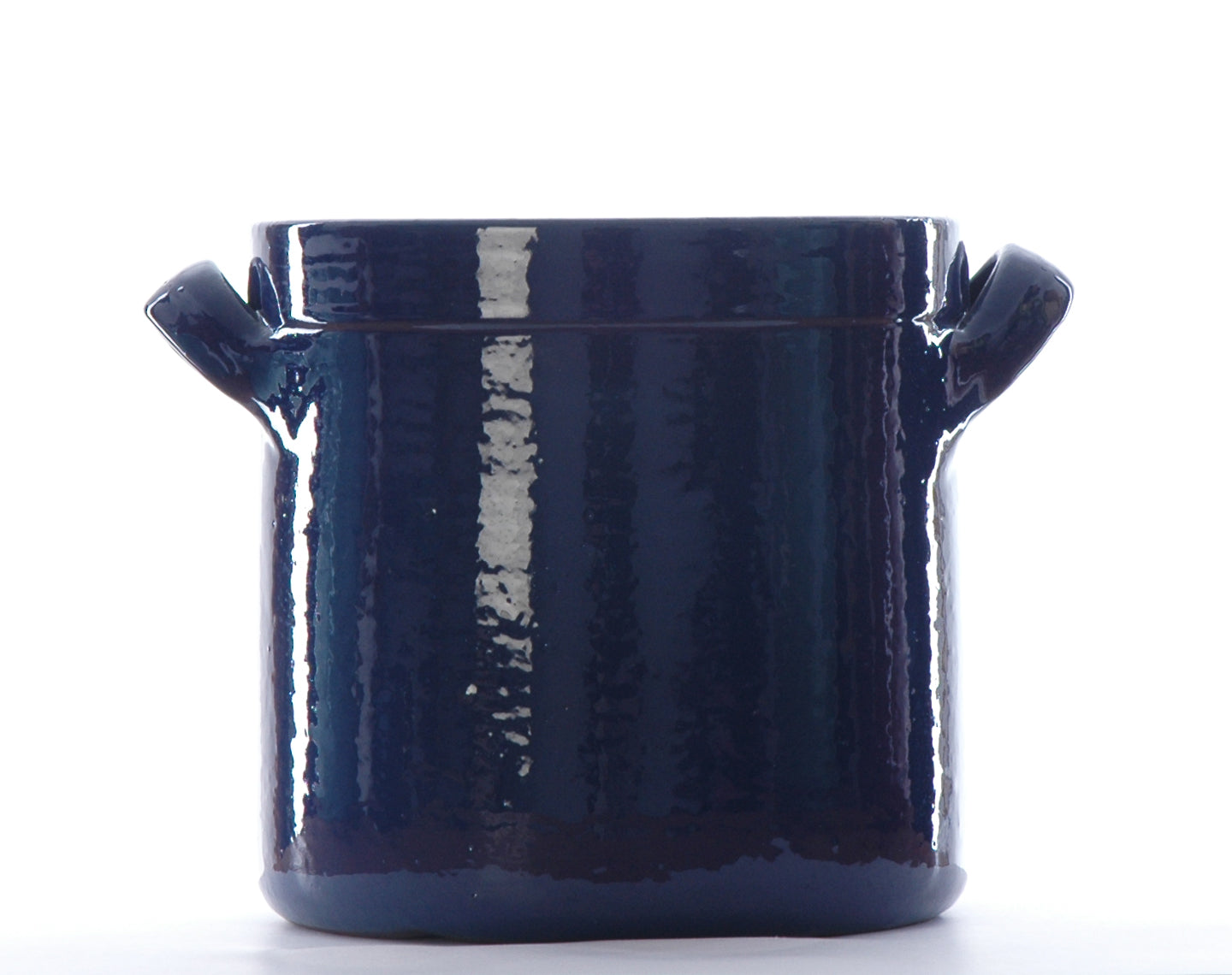 Handmade Portuguese terracotta utensil holder with 2 handles