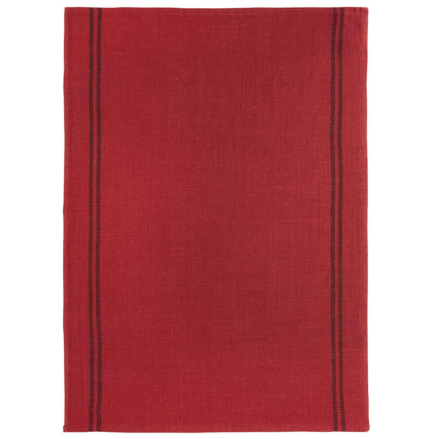 A Unique Set of 3 Large Red Pure Linen Tea Towels