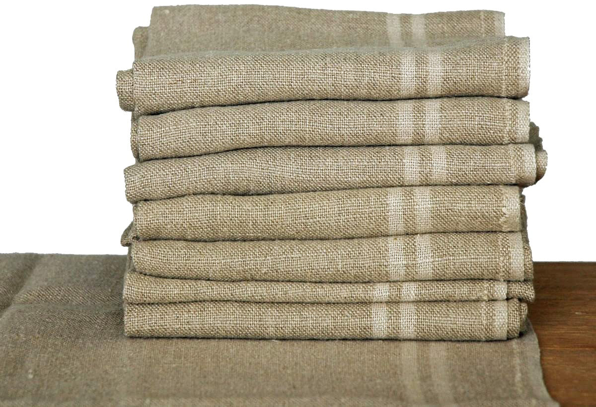 Large Pure French Linen Tea Towels with Stripe Detail 72x50cm