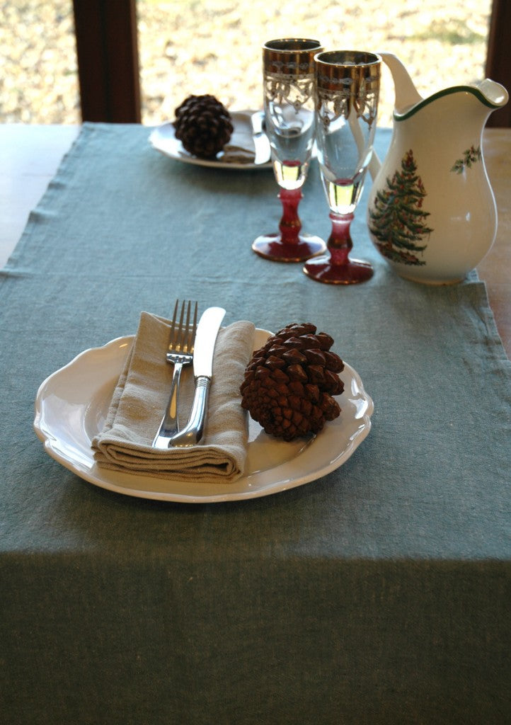 Pure Linen Table Runners 50x150cm in Denim Blue or Green