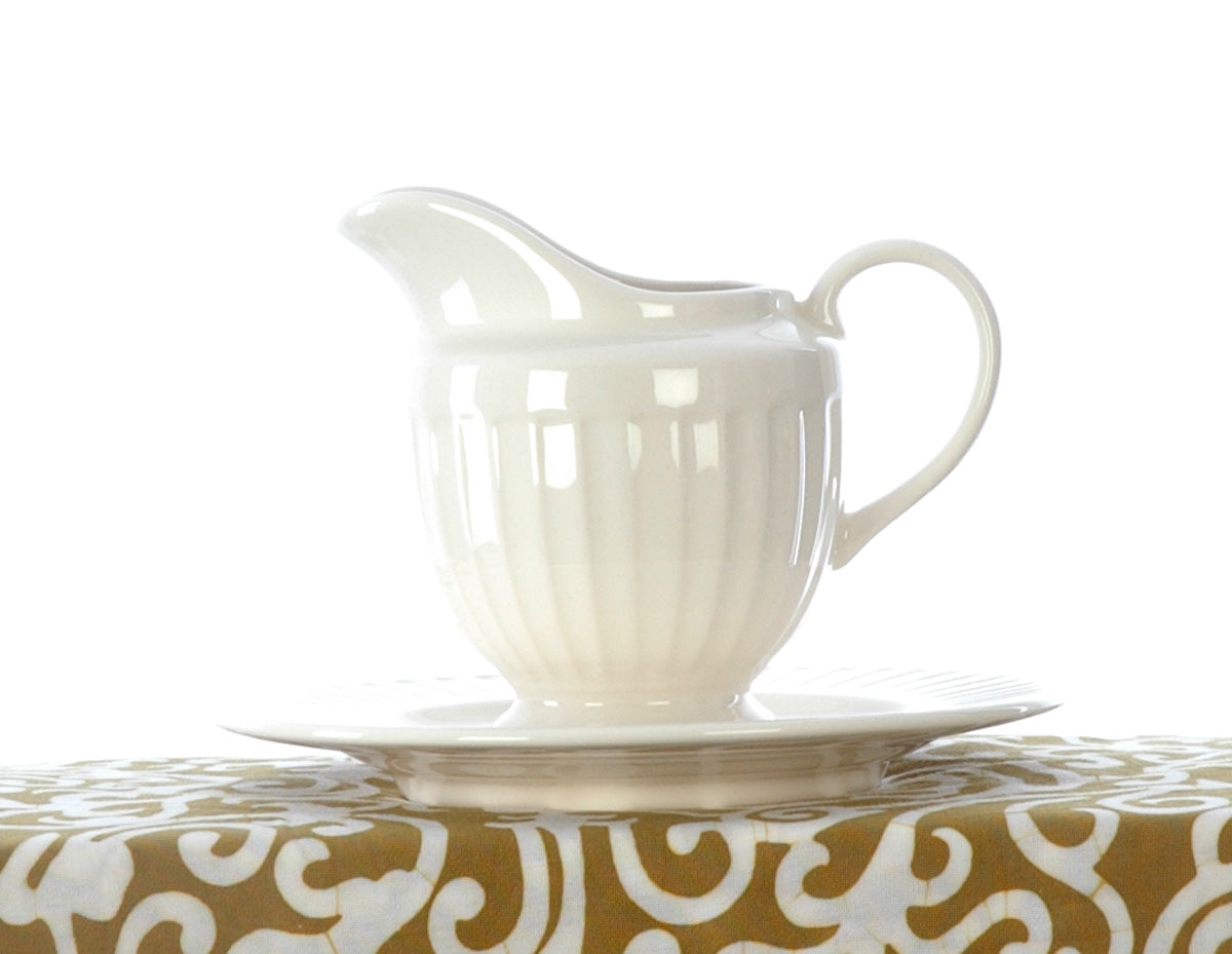 Ivory Cream Fine Ironstone China Milk Jug in Step Design