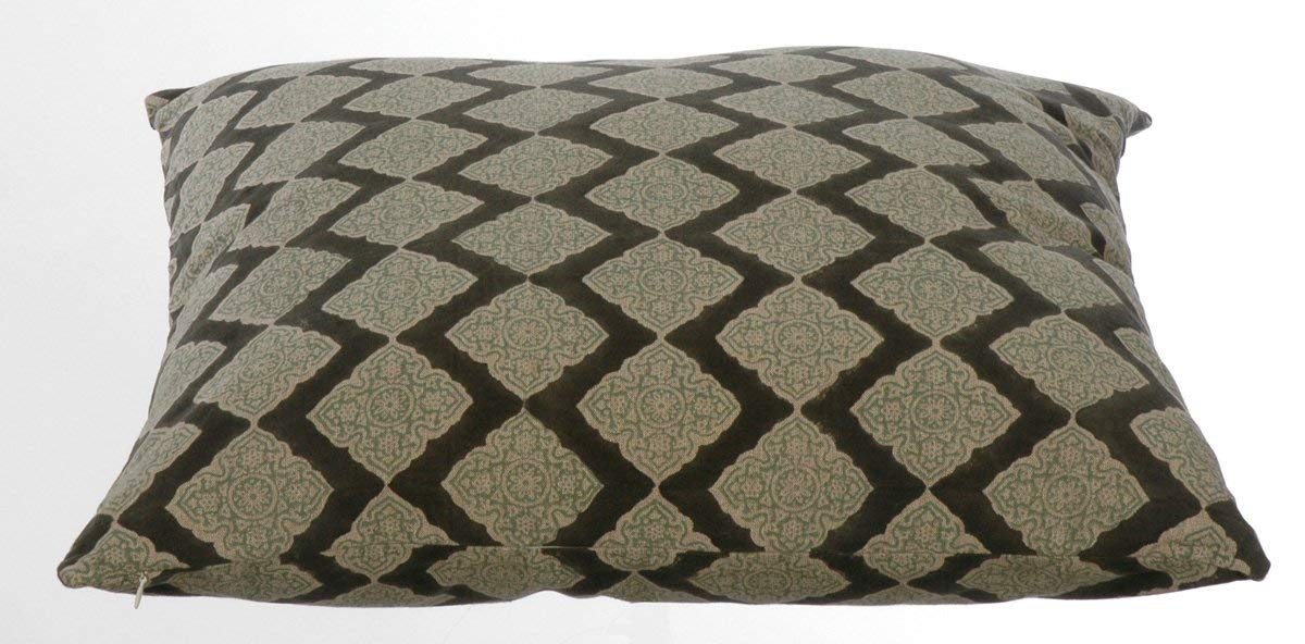 Potager Collection Cotton Cushion in Green Mix Maze 60x60 Hand Block Printed