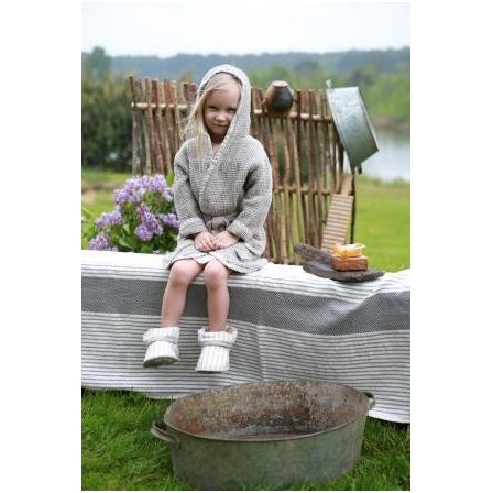 Child's Pre-washed Hooded Linen Bath Robe with 2 Pockets