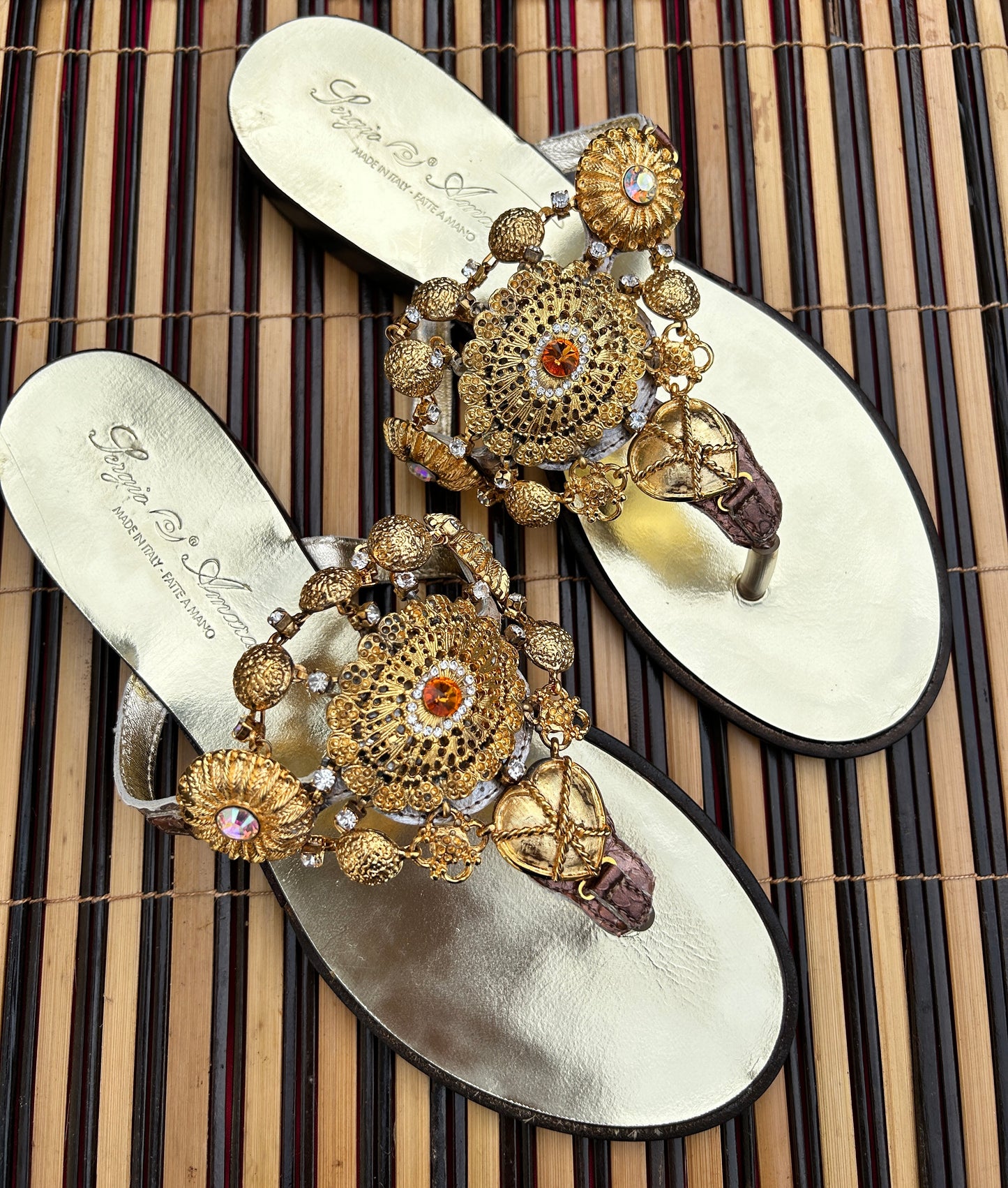Amber Swarovski Jewelled Italian Sandals
