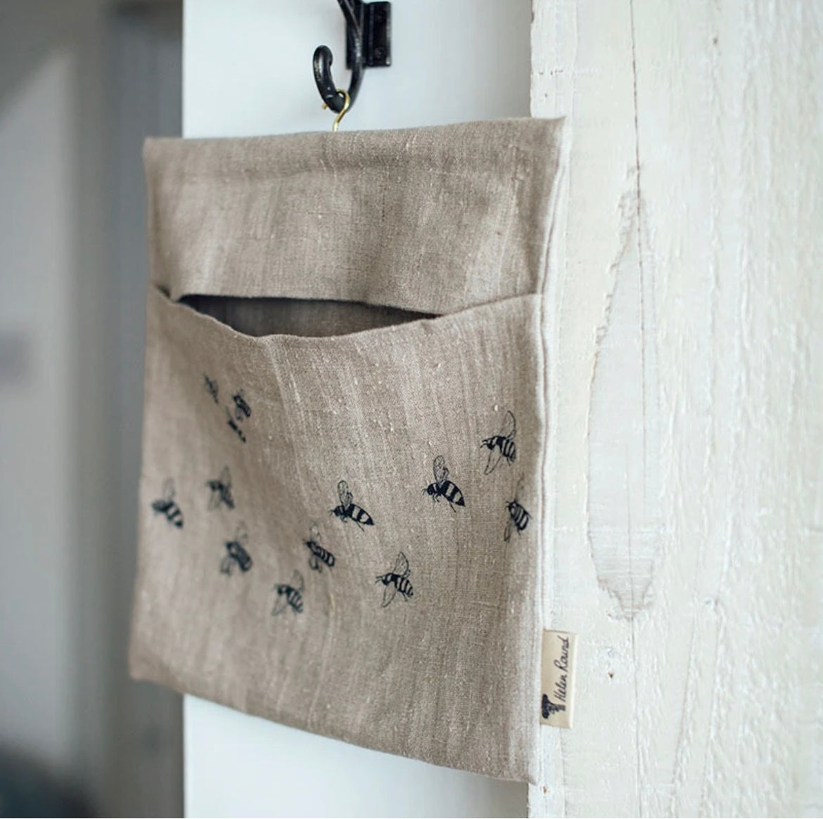 Linen Peg Bag Bee Design