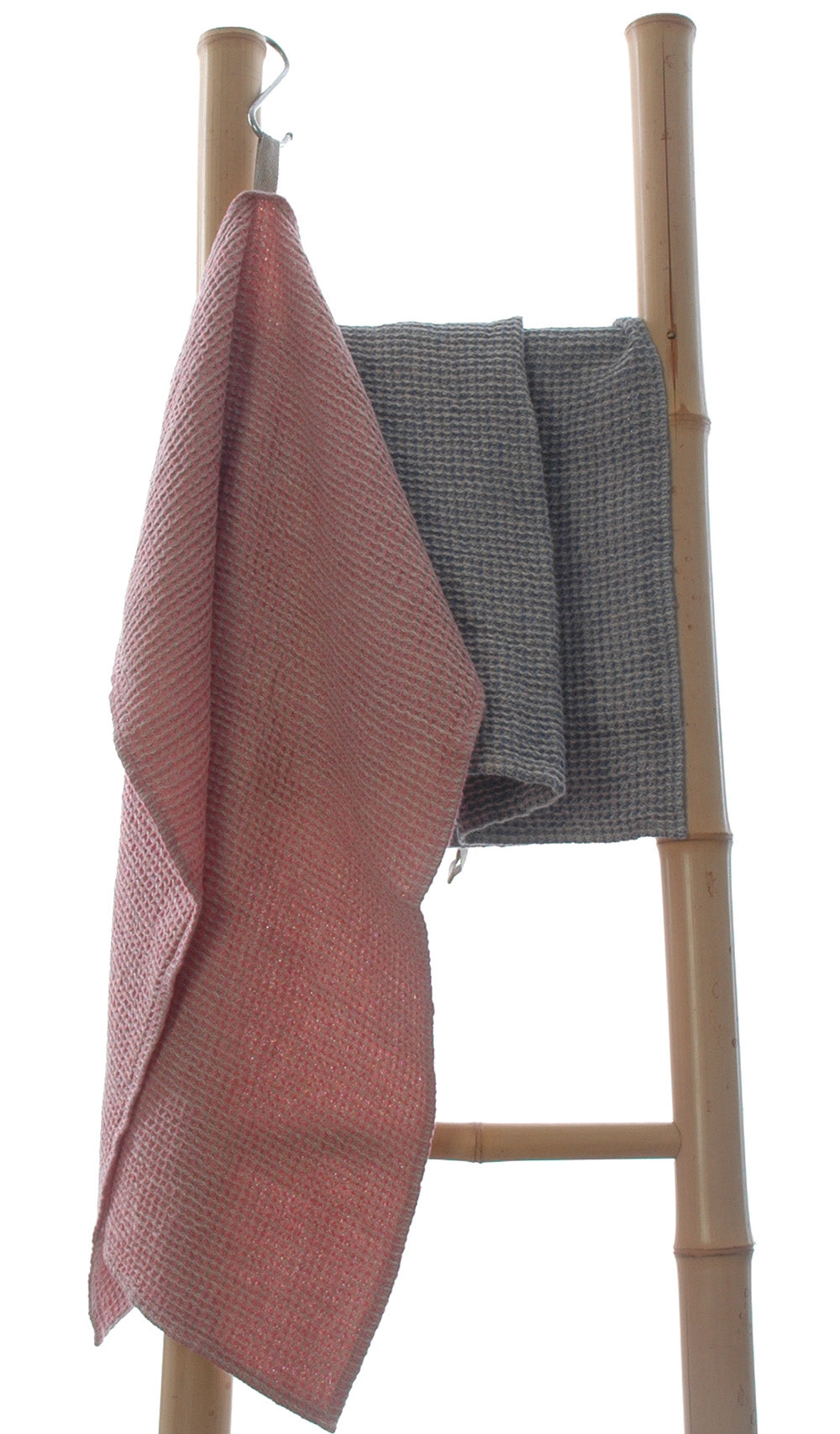 Linen waffle guest hand towel 50x65cm in pink or blue