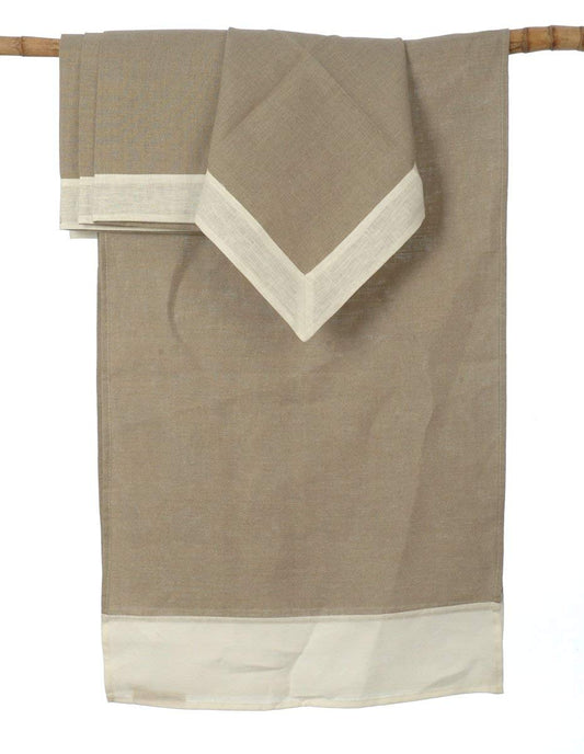 Natural Lithuanian Linen Table Runner with 4 Matching Napkins