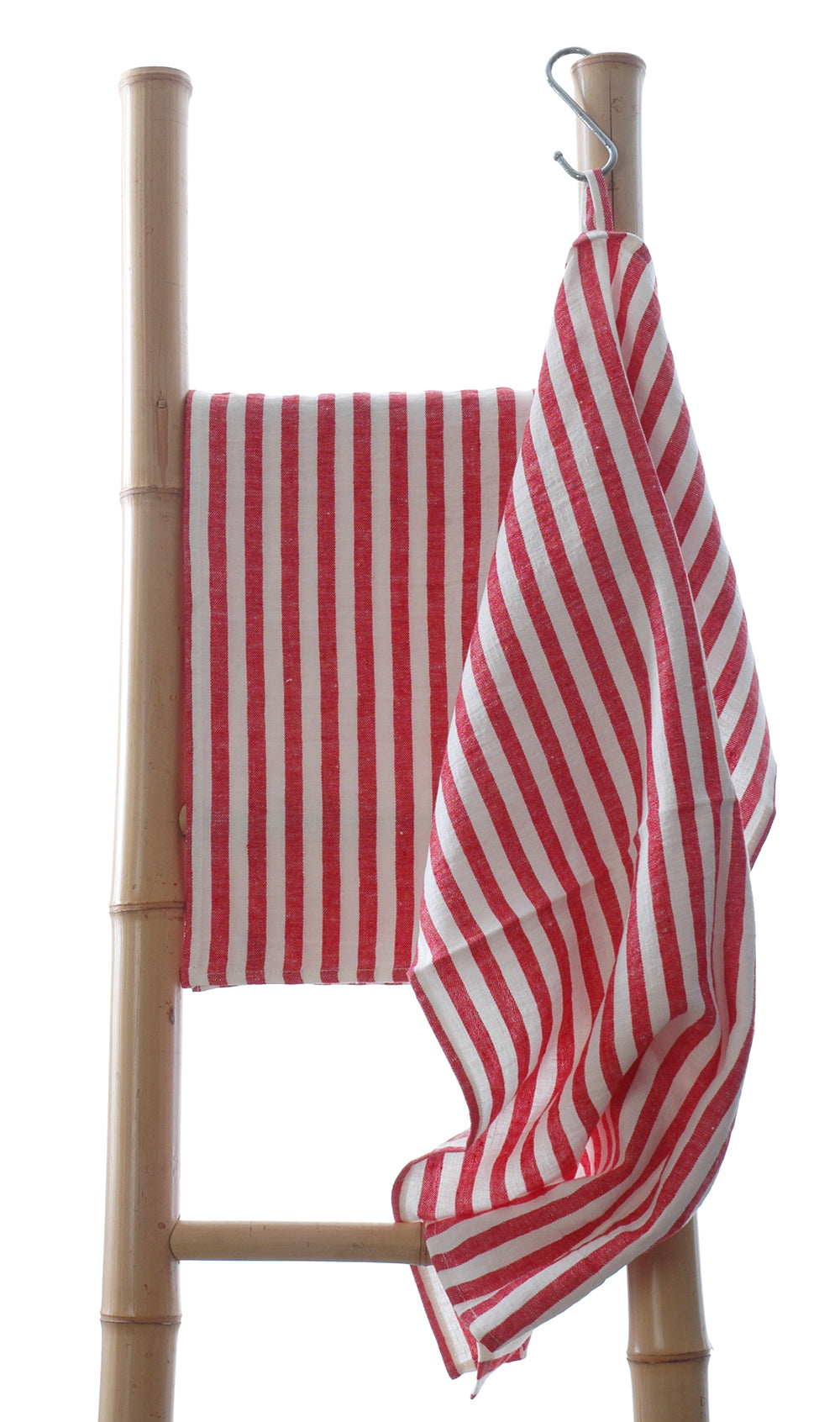 RED AND WHITE STRIPE PURE LINEN TEA TOWEL