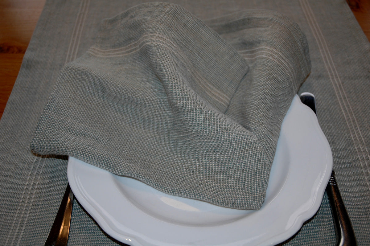 Exquisite Pure French Biella Linen Tablecloths in Mineral Green in 4 Sizes