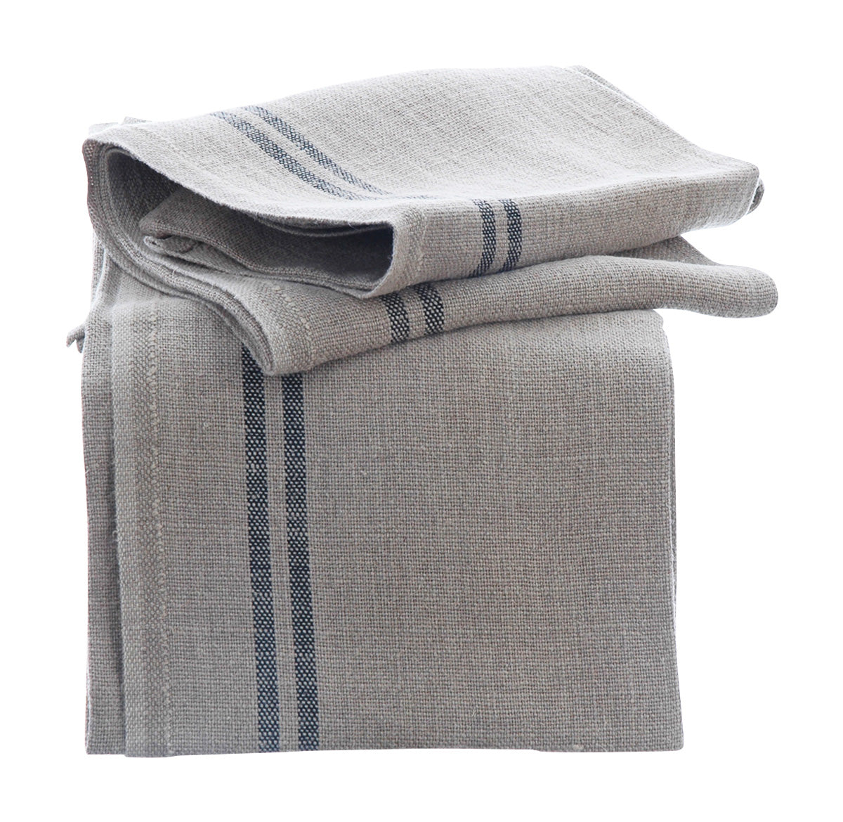 Large Pure French Linen Tea Towels with Stripe Detail 72x50cm