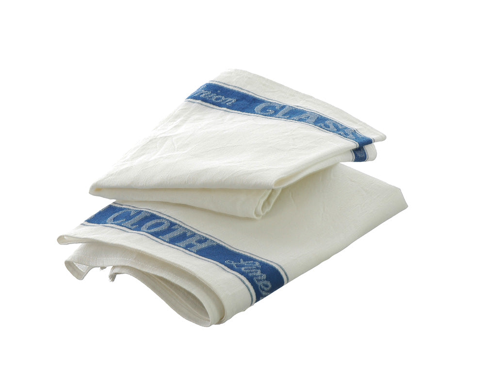 Set of 3 Large Linen/Cotton Union Tea Towels with Blue Detail 75x50cm