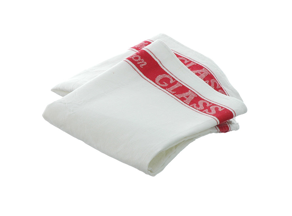 Set of 3 Large Linen/Cotton Union Tea Towels with Red Detail 75x50cm