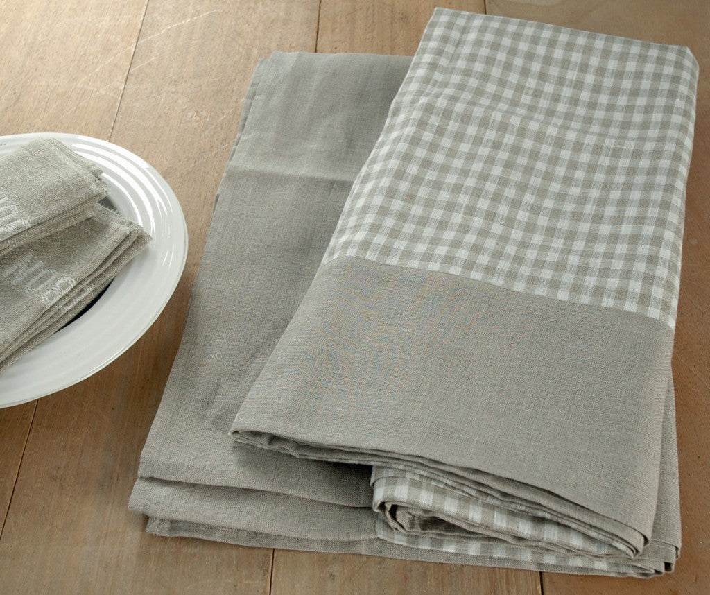 Pure linen checked tablecloth