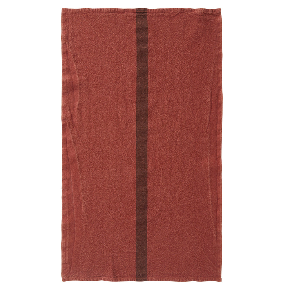 Pure Heavyweight Linen Tea Towel in Vintage Brick  75x44cm
