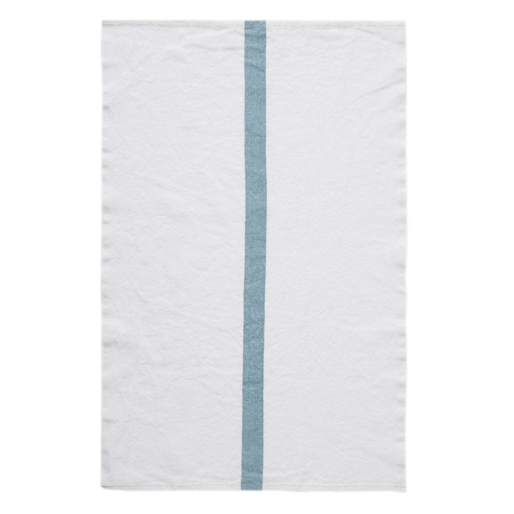 Natural Pre-Washed Linen Tea Towel With Stripe Detail 44x75cm