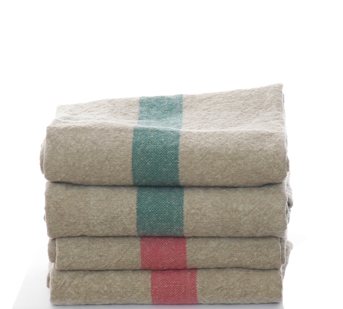 Pure linen tea towels with stripe detail in rosa or aqua