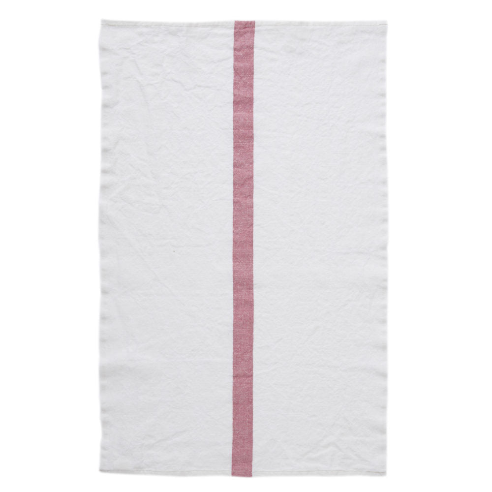 Natural Pre-Washed Linen Tea Towel With Stripe Detail 44x75cm